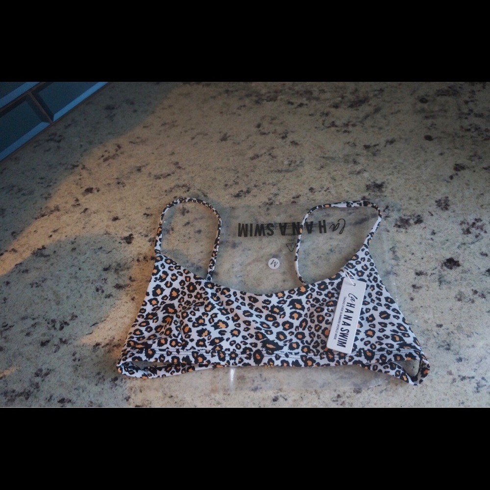 Lahana Swim, LUNA TOP / CHEETAH, Medium, NEW